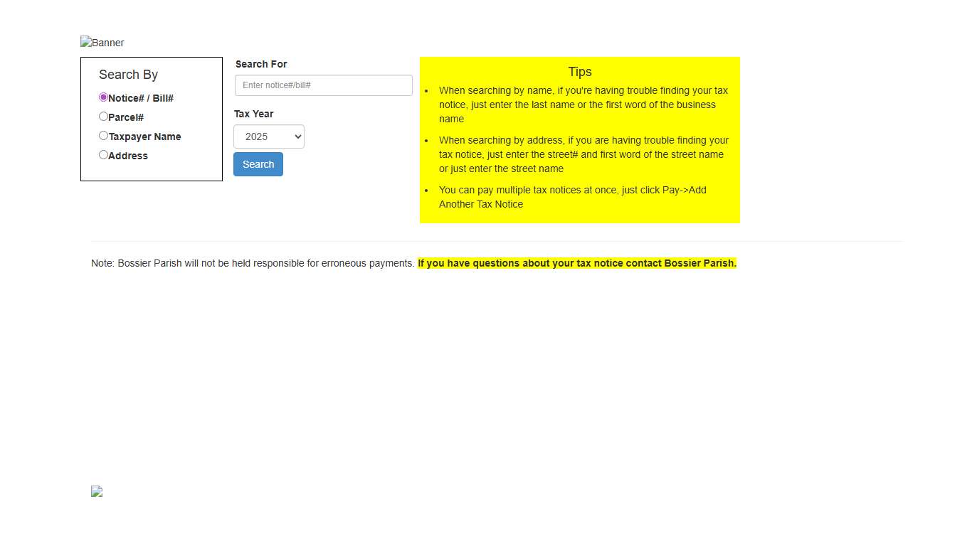 Bossier Parish Online Property Tax Payment and Search