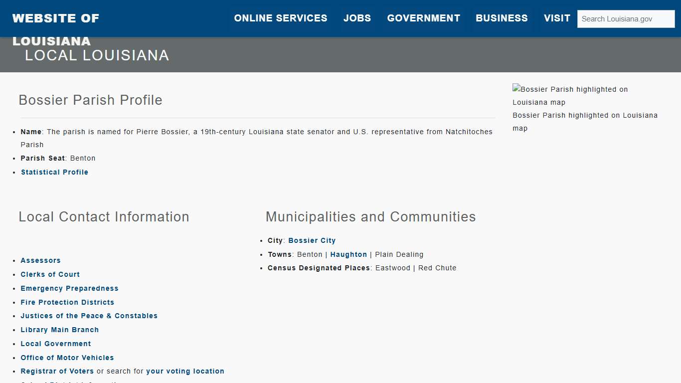 Bossier Parish - The official website of Louisiana